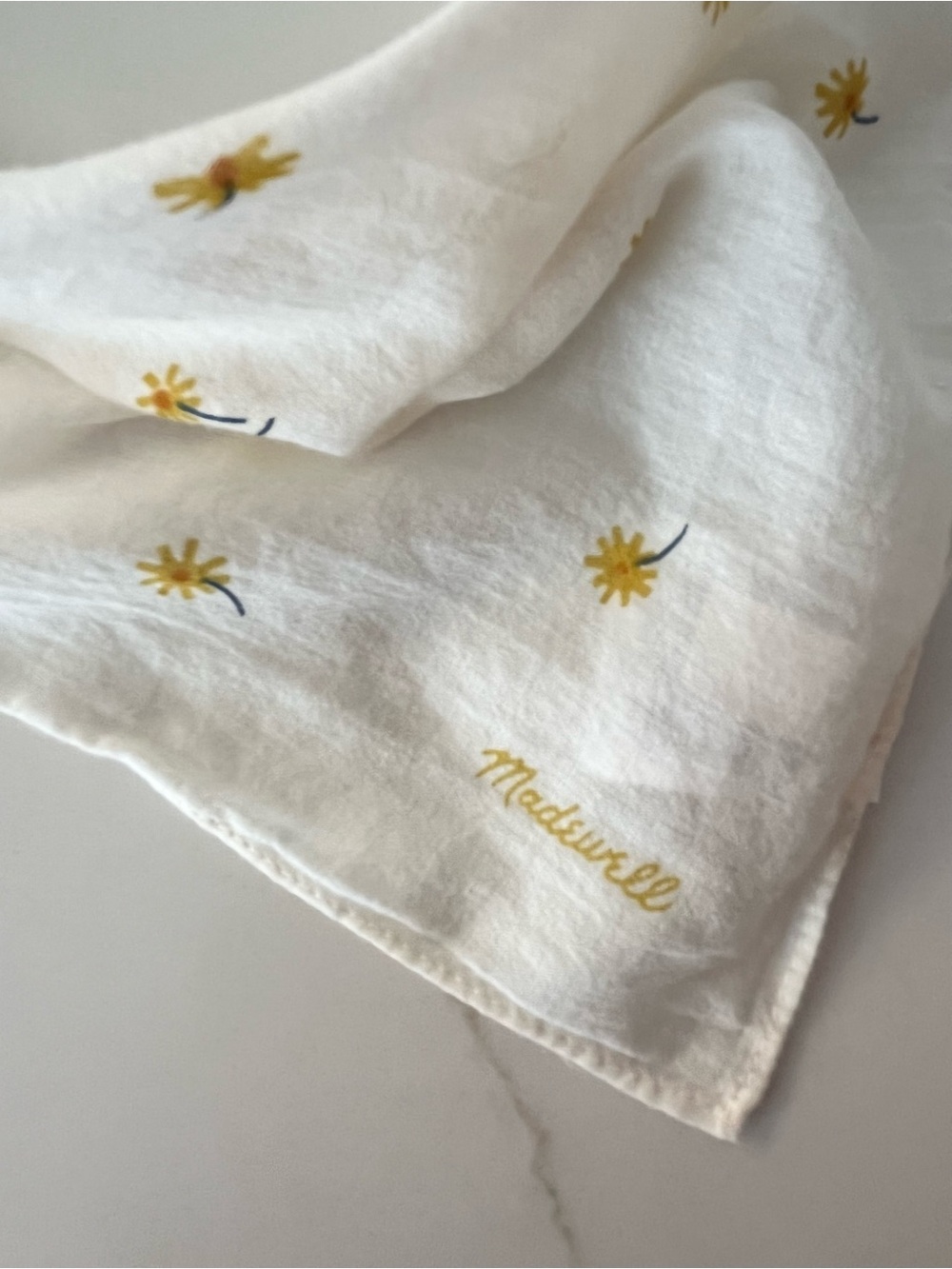 Madewell 100% Organic Cotton Handkerchief | Cream and Yellow Flower Print - Picture 3 of 7